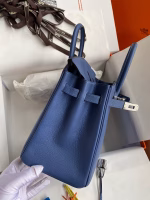 Hermes Birkin 25 Retourne Handmade Bag In Blue Agate Epsom Calfskin - Image 3