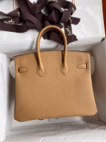 Hermes Birkin 25 Retourne Handmade Bag In Biscuit Epsom Calfskin - Image 6