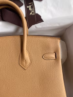 Hermes Birkin 25 Retourne Handmade Bag In Biscuit Epsom Calfskin - Image 8