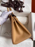 Hermes Birkin 25 Retourne Handmade Bag In Biscuit Epsom Calfskin - Image 9