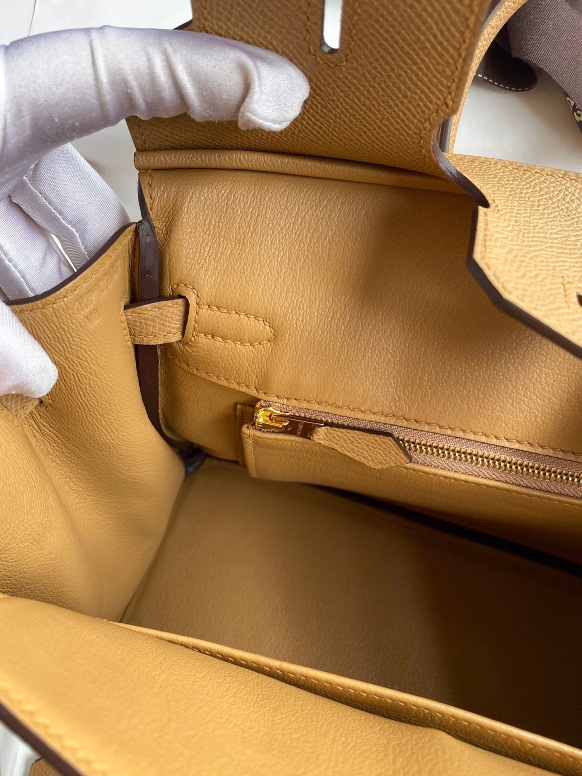 Hermes Birkin 25 Retourne Handmade Bag In Biscuit Epsom Calfskin - Image 5