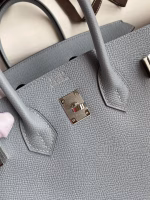 Hermes Birkin 25 Retourne Handmade Bag In Blue Lin Epsom Calfskin - Image 3