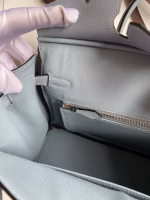 Hermes Birkin 25 Retourne Handmade Bag In Blue Lin Epsom Calfskin - Image 4
