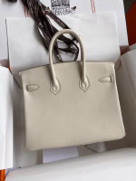 Hermes Birkin 25 Retourne Handmade Bag In Craie Epsom Calfskin - Image 6