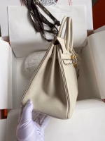 Hermes Birkin 25 Retourne Handmade Bag In Craie Epsom Calfskin - Image 7