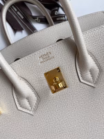 Hermes Birkin 25 Retourne Handmade Bag In Craie Epsom Calfskin - Image 9