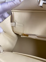 Hermes Birkin 25 Retourne Handmade Bag In Craie Epsom Calfskin - Image 3