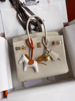 Hermes Birkin 25 Retourne Handmade Bag In Craie Epsom Calfskin - Image 5