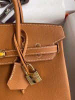 Hermes Birkin 25 Retourne Handmade Bag In Gold Epsom Calfskin - Image 7