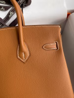 Hermes Birkin 25 Retourne Handmade Bag In Gold Epsom Calfskin - Image 8