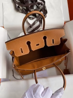 Hermes Birkin 25 Retourne Handmade Bag In Gold Epsom Calfskin - Image 2