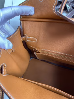 Hermes Birkin 25 Retourne Handmade Bag In Gold Epsom Calfskin - Image 3
