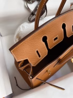 Hermes Birkin 25 Retourne Handmade Bag In Gold Epsom Calfskin - Image 4