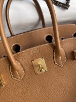 Hermes Birkin 25 Retourne Handmade Bag In Gold Epsom Calfskin - Image 5