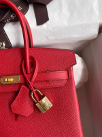 Hermes Birkin 25 Retourne Handmade Bag In Red Epsom Calfskin - Image 7