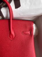 Hermes Birkin 25 Retourne Handmade Bag In Red Epsom Calfskin - Image 8