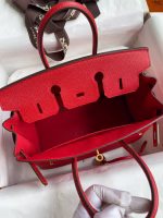 Hermes Birkin 25 Retourne Handmade Bag In Red Epsom Calfskin - Image 5