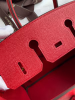 Hermes Birkin 25 Retourne Handmade Bag In Red Epsom Calfskin - Image 2