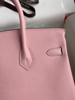 Hermes Birkin 25 Retourne Handmade Bag In Rose Sakura Epsom Calfskin - Image 8