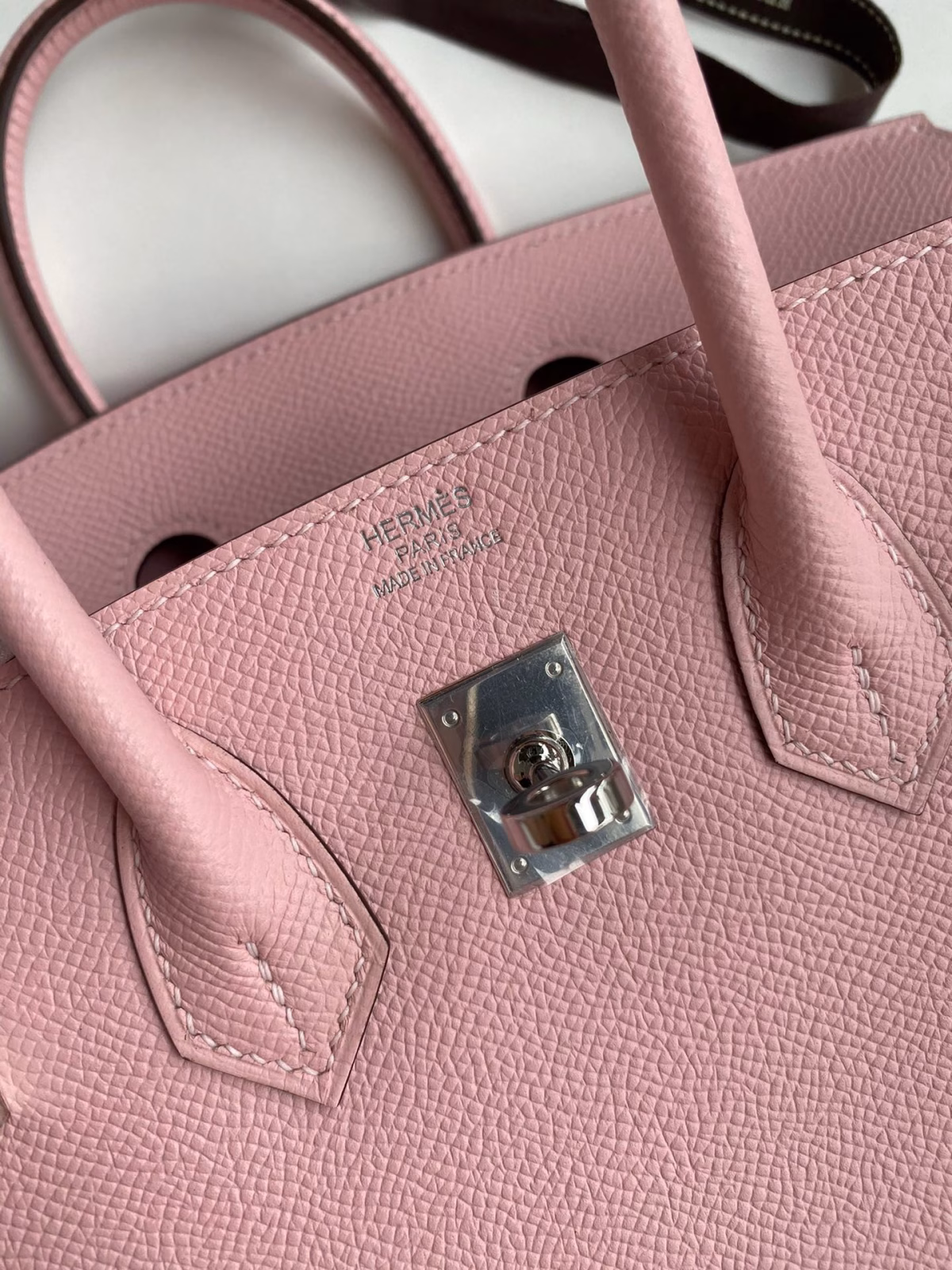 Hermes Birkin 25 Retourne Handmade Bag In Rose Sakura Epsom Calfskin - Image 3