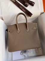 Hermes Birkin 25 Retourne Handmade Bag In Taupe Epsom Calfskin - Image 6