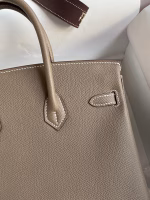 Hermes Birkin 25 Retourne Handmade Bag In Taupe Epsom Calfskin - Image 8