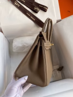 Hermes Birkin 25 Retourne Handmade Bag In Taupe Epsom Calfskin - Image 9