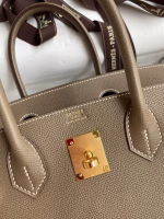 Hermes Birkin 25 Retourne Handmade Bag In Taupe Epsom Calfskin - Image 5