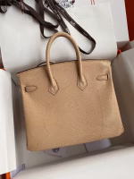 Hermes Birkin 25 Retourne Handmade Bag In Beige Lizard Leather - Image 6
