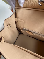 Hermes Birkin 25 Retourne Handmade Bag In Beige Lizard Leather - Image 4