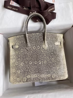 Hermes Birkin 25 Retourne Handmade Bag In Ombre Lizard Leather - Image 6