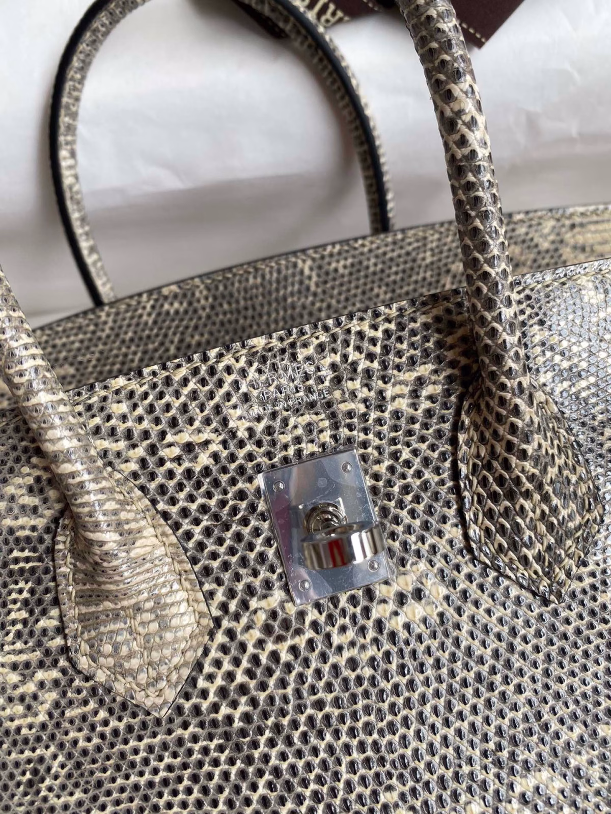 Hermes Birkin 25 Retourne Handmade Bag In Ombre Lizard Leather - Image 2
