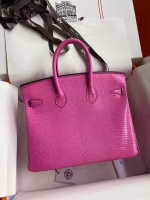 Hermes Birkin 25 Retourne Handmade Bag In Pink Lizard Leather - Image 7