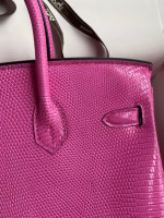 Hermes Birkin 25 Retourne Handmade Bag In Pink Lizard Leather - Image 8