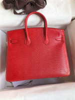 Hermes Birkin 25 Retourne Handmade Bag In Red Lizard Leather - Image 6