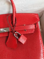 Hermes Birkin 25 Retourne Handmade Bag In Red Lizard Leather - Image 2