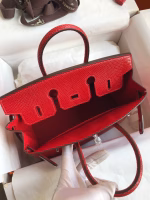 Hermes Birkin 25 Retourne Handmade Bag In Red Lizard Leather - Image 5