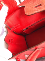 Hermes Birkin 25 Retourne Handmade Bag In Red Lizard Leather - Image 8