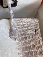 Hermes Birkin 25 Retourne Bag In Himalaya Niloticus Crocodile Skin - Image 8