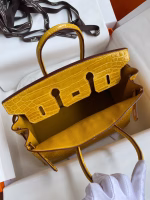 Hermes Birkin 25 Handmade Bag In Yellow Crocodile Niloticus Shiny Skin - Image 5