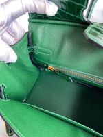 Hermes Birkin 25 Handmade Bag In Malachite Crocodile Niloticus Shiny Skin - Image 5