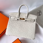 Hermes Birkin 25 Retourne Handmade Bag In Beton Ostrich Leather - Image 7