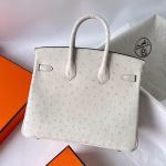 Hermes Birkin 25 Retourne Handmade Bag In Beton Ostrich Leather - Image 6