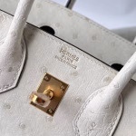 Hermes Birkin 25 Retourne Handmade Bag In Beton Ostrich Leather - Image 4