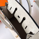 Hermes Birkin 25 Retourne Handmade Bag In Beton Ostrich Leather - Image 9