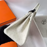 Hermes Birkin 25 Retourne Handmade Bag In Beton Ostrich Leather - Image 5
