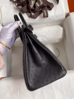 Hermes Birkin 25 Retourne Handmade Bag In Black Ostrich Leather - Image 8