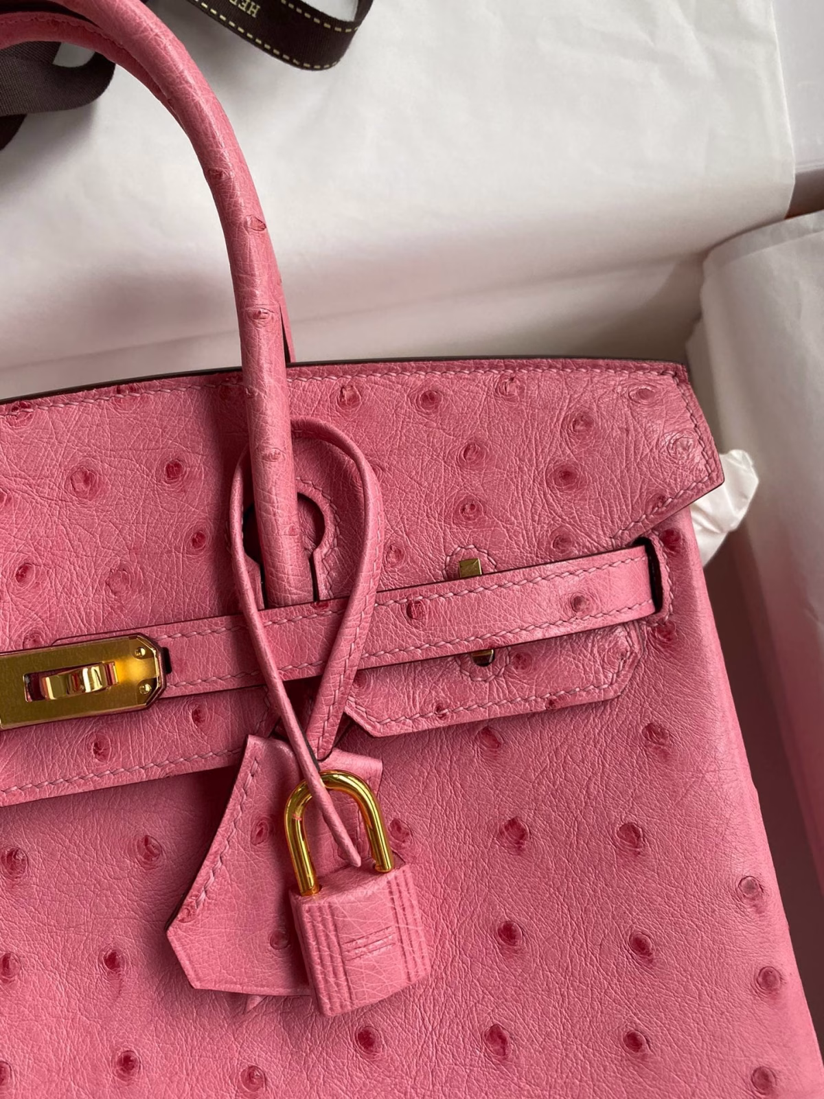 Hermes Birkin 25 Retourne Handmade Bag In Pink Ostrich Leather - Image 3