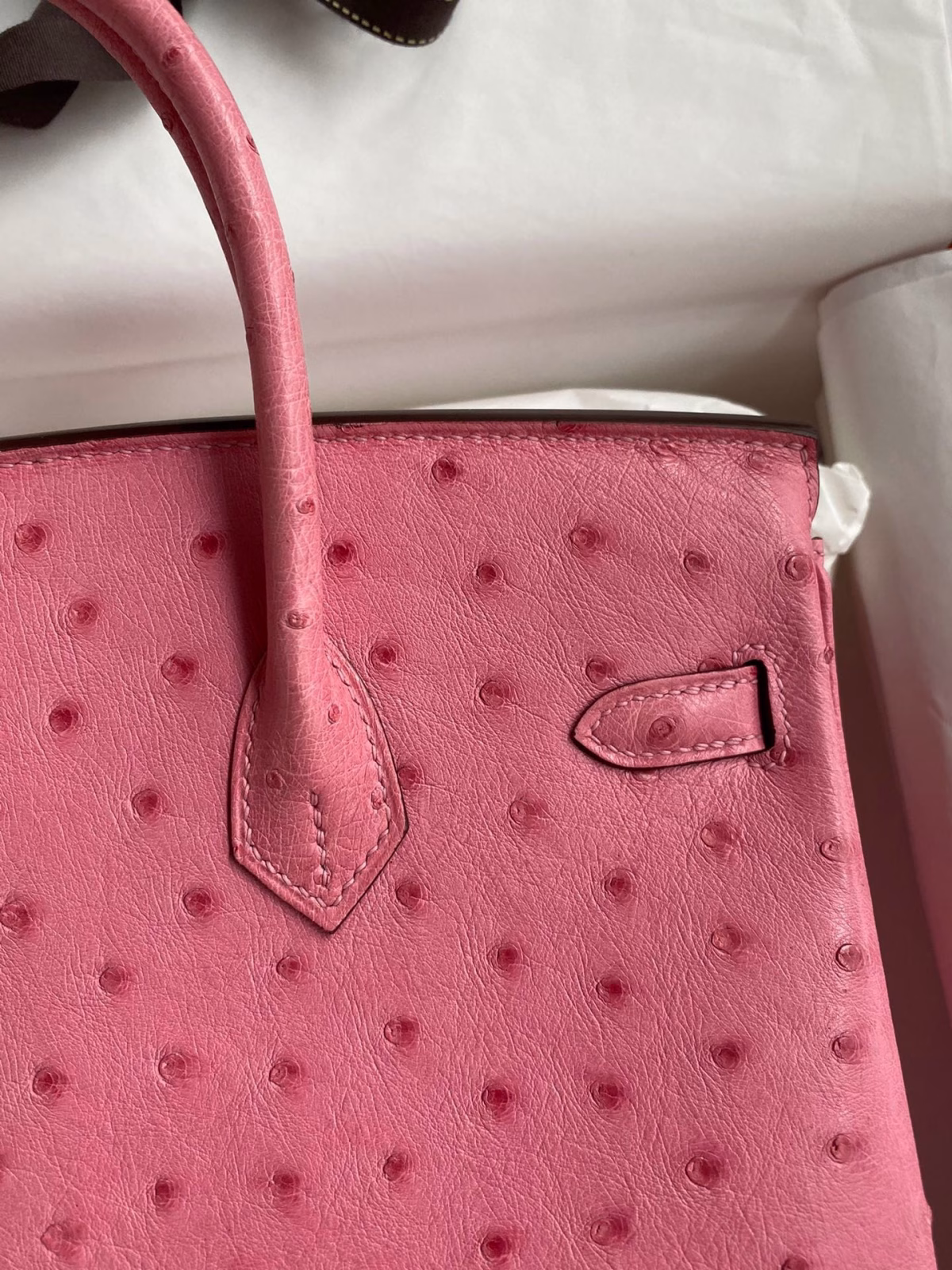 Hermes Birkin 25 Retourne Handmade Bag In Pink Ostrich Leather - Image 2