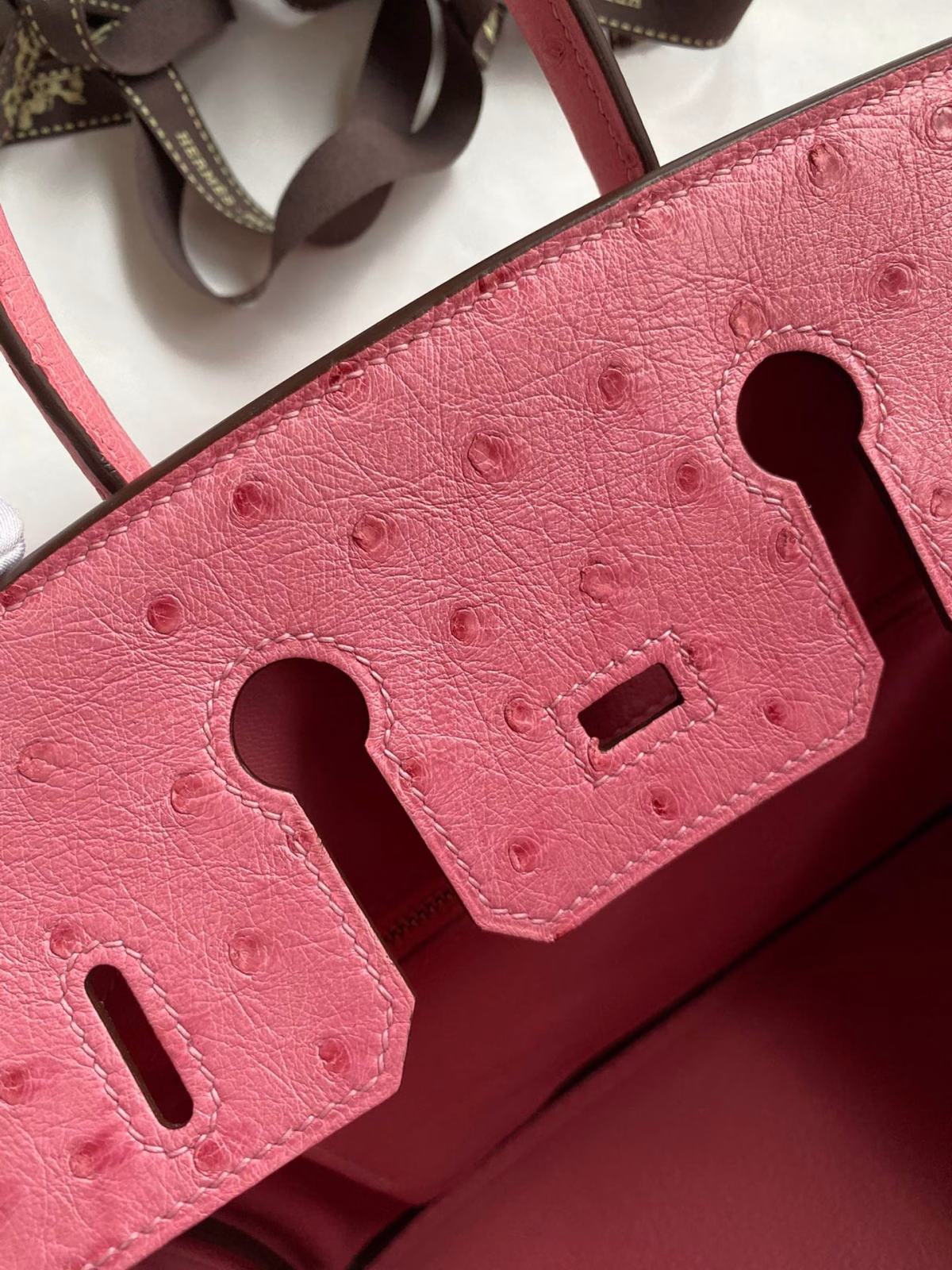 Hermes Birkin 25 Retourne Handmade Bag In Pink Ostrich Leather - Image 5